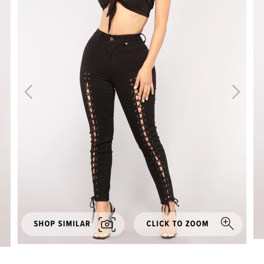 Fashionnova Black Lace Up Jeans